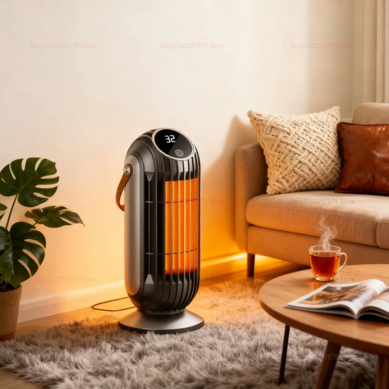 2025 New 1500W Portable Electric Heater Mini Desktop Fan Heater Smart Warm Air Machine Home Bedroom Office Winter Heater