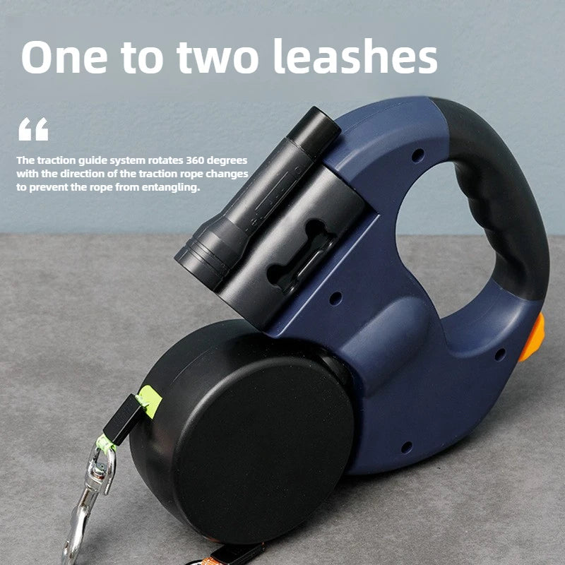 Retractable Dual Doggie Leash with LED Light,