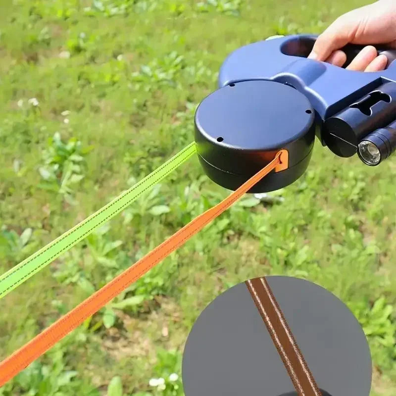 Retractable Dual Doggie Leash with LED Light,